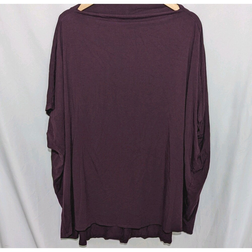 Bryn Walker Tunic Plum Burgandy Cap Dolman Sleeve Hi Lo Hem Lagenlook Oversized